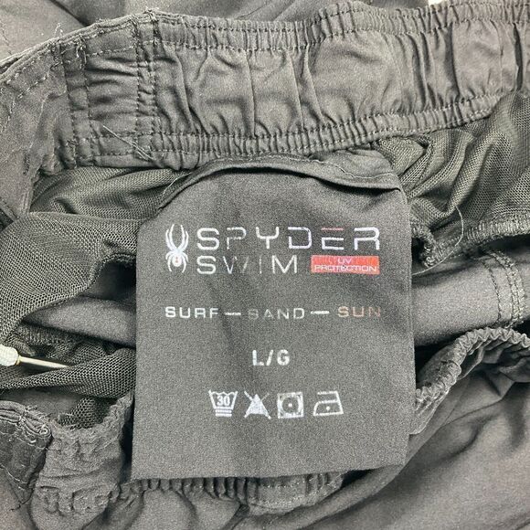 Spyder Mens Beach Water Shorts Black Drawstring Swim Trunks Quick Dry Large - Picture 9 of 11